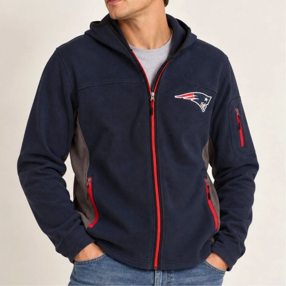 NFL Men’s New England Patriots Full Zip Jacket Size Large Hooded Softshell